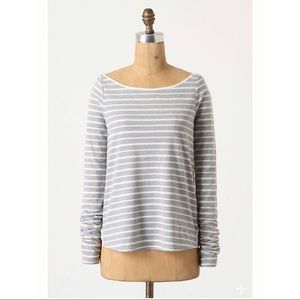 Anthropologie Postmark Greta Gray Striped Top Sm